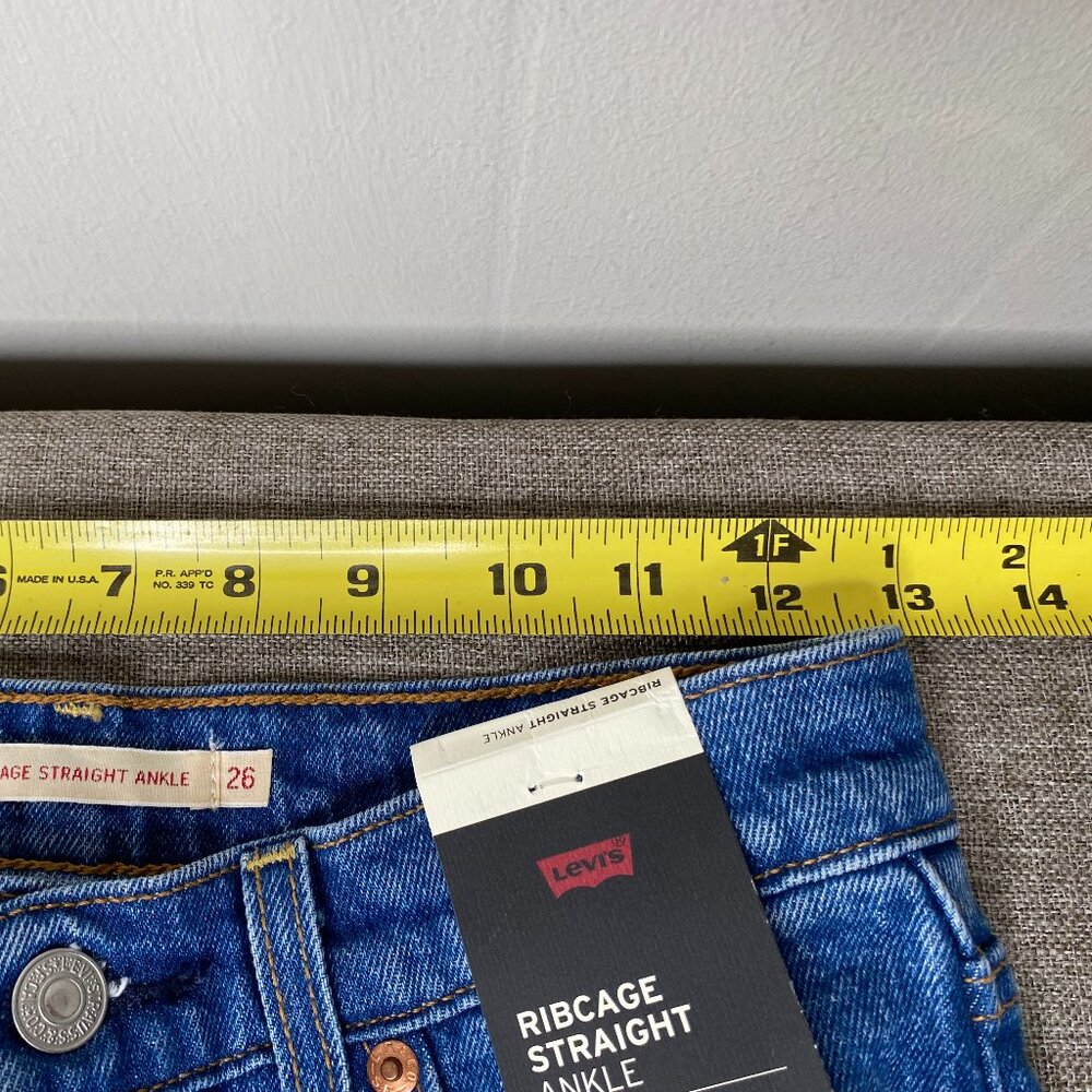 Levi's Ribcage Straight Ankle Denim Jeans Women 26 High Rise Blue Distressed NWT - Picture 12 of 16